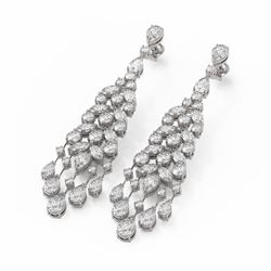 15.76 ctw Mixed Cut Diamond Designer Earrings 18K White Gold