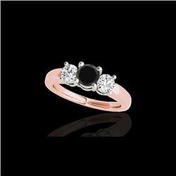 2 ctw Certified VS Black Diamond 3 Stone Solitaire Ring 10K Rose Gold