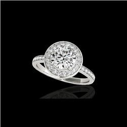 1.65 ctw Certified Diamond Solitaire Halo Ring 10K White Gold