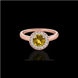 1.15 ctw Certified SI/I Fancy Intense Yellow Diamond Ring 10K Rose Gold