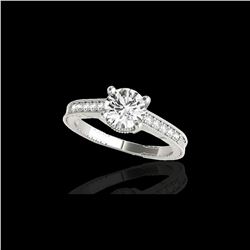 1.2 ctw Certified Diamond Solitaire Antique Ring 10K White Gold