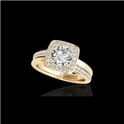 1.33 ctw Certified Diamond Solitaire Halo Ring 10K Yellow Gold
