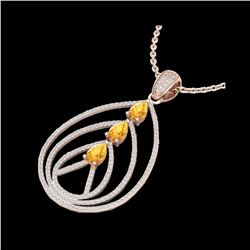 2 ctw Citrine & Micro Pave VS/SI Diamond Necklace 14K Rose Gold