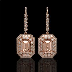 12.1 ctw Morganite & Diamond Victorian Earrings 14K Rose Gold