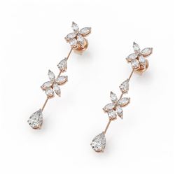 3.67 ctw Mix Cut Diamonds Designer Earrings 18K Rose Gold