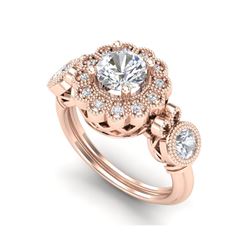 1.5 ctw VS/SI Diamond Solitaire Art Deco 3 Stone Ring 18K Rose Gold
