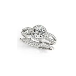 0.86 ctw Certified VS/SI Diamond 2pc Wedding Set Halo 14K White Gold