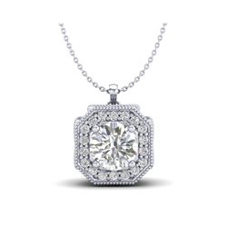 1.54 ctw VS/SI Diamond Solitaire Art Deco Necklace 18K White Gold
