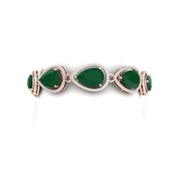 28.31 ctw Emerald & VS Diamond Bracelet 18K Rose Gold