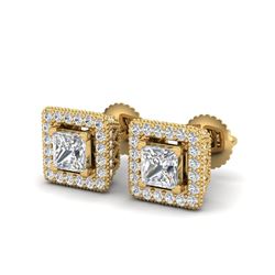 2.25 ctw Princess VS/SI Diamond Micro Pave Stud Earrings 18K Yellow Gold