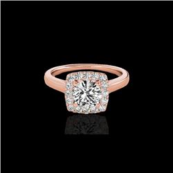 1.37 ctw Certified Diamond Solitaire Halo Ring 10K Rose Gold