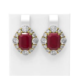 16.56 ctw Ruby & Diamond Earrings 18K Yellow Gold