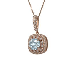 5.28 ctw Aquamarine & Diamond Victorian Necklace 14K Rose Gold