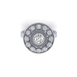 0.91 ctw Certified VS/SI Diamond Art Deco Ring 18K White Gold