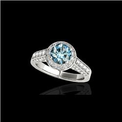 2.56 ctw SI Certified Fancy Blue Diamond Halo Ring 10K White Gold