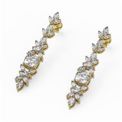 7.18 ctw Cushion Cut Diamond Designer Earrings 18K Yellow Gold