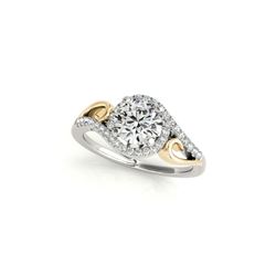 1 ctw Certified VS/SI Diamond Solitaire Halo Ring 18K White & Yellow Gold