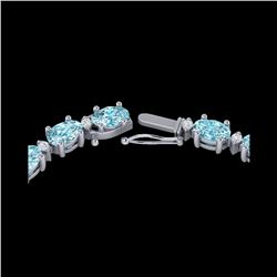 34 ctw Sky Blue Topaz & VS/SI Diamond Certified Necklace 10K White Gold