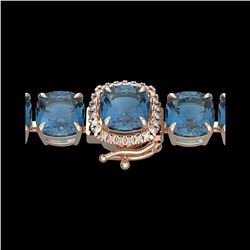 35 ctw London Blue Topaz & Micro Diamond Bracelet 14K Rose Gold