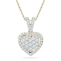10kt Yellow Gold Round Diamond Heart Pendant 1/5 Cttw