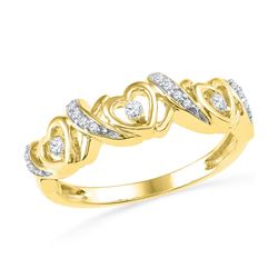 10kt Yellow Gold Round Diamond Heart Band Ring 1/8 Cttw