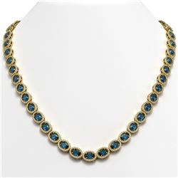 33.25 ctw London Topaz & Diamond Micro Pave Halo Necklace 10K Yellow Gold