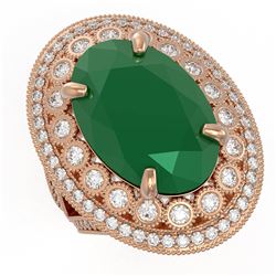 18.3 ctw Certified Emerald & Diamond Victorian Ring 14K Rose Gold