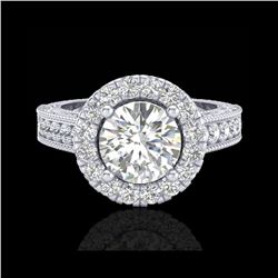2.25 ctw Vintage VS/SI Diamond Halo Ring 14K White Gold
