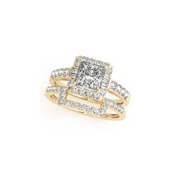 2.02 ctw Certified VS/SI Princess Diamond 2pc Set Ring Halo 14K Yellow Gold