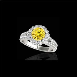 2.01 ctw Certified SI/I Fancy Intense Yellow Diamond Ring 10K White Gold