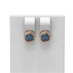 4 ctw Intense Blue Diamond Earrings 18K Rose Gold