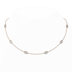 6 ctw Marquise Diamond Station Necklace 18K Rose Gold