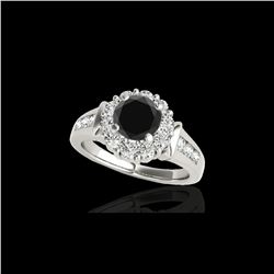 1.9 ctw Certified VS Black Diamond Solitaire Halo Ring 10K White Gold