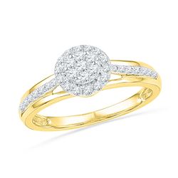 10kt Yellow Gold Round Diamond Flower Cluster Ring 1/3 Cttw
