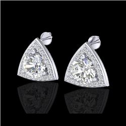 3 ctw Micro Pave VS/SI Diamond Certified Stud Earrings 18K White Gold