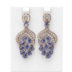 13.41 ctw Tanzanite & Diamond Earrings 18K Rose Gold