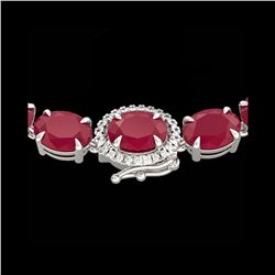 92 ctw Ruby & VS/SI Diamond Eternity Micro Necklace 14K White Gold