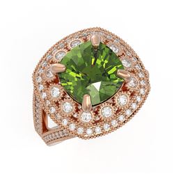 7.07 ctw Certified Tourmaline & Diamond Victorian Ring 14K Rose Gold