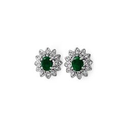 3.10 ctw Emerald & Diamond Earrings 14K White Gold