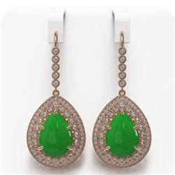 20.82 ctw Jade & Diamond Victorian Earrings 14K Rose Gold