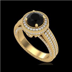 2.8 ctw Fancy Black Diamond Engagement Art Deco Ring 18K Yellow Gold