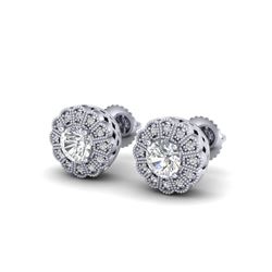 1.32 ctw VS/SI Diamond Solitaire Art Deco Stud Earrings 18K White Gold