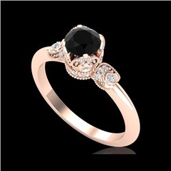 1 ctw Fancy Black Diamond Engagement Art Deco Ring 18K Rose Gold