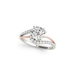 0.85 ctw Certified VS/SI Diamond Bypass Solitaire Ring 18K White & Rose Gold