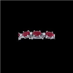 23.5 ctw Ruby & VS/SI Certified Diamond Eternity Bracelet 10K White Gold