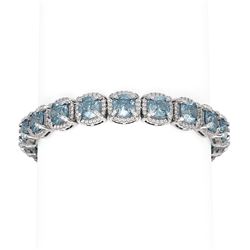 38.52 ctw Aquamarine & Diamond Bracelet 18K White Gold