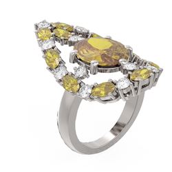 10.33 ctw Canary Citrine & Diamond Ring 18K White Gold