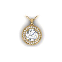 2 ctw VS/SI Diamond Art Deco Micro Halo Necklace 18K Yellow Gold