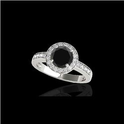2 ctw Certified VS Black Diamond Solitaire Halo Ring 10K White Gold