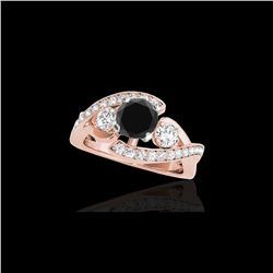 1.76 ctw Certified VS Black Diamond Bypass Solitaire Ring 10K Rose Gold
